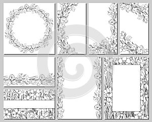 Square greeting cards. Floral design for postcards  invitations  labels  corporate identity.