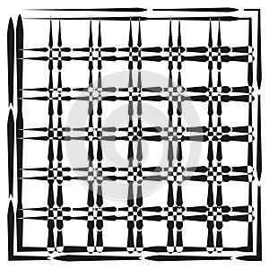 Square grid pattern. Abstract line texture. Geometric frame Vector. Black white background.
