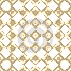 Square grid pattern. Vector geometric seamless ornament. Luxury gold design