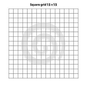 Square grid with 15 by 15 squares, grid blue and black color vector illustration.