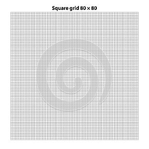 Square grid with 80 by 80 squares, grid texture background, vector illustration.