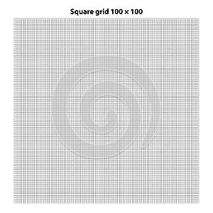 Square grid with 100 by 100 squares, grid texture background, vector illustration.