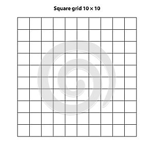 Square grid with 10 by 10 squares, grid texture background, vector illustration.