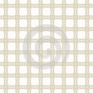 Square grid vector seamless pattern. Abstract golden texture with thin cross lines, net, lattice