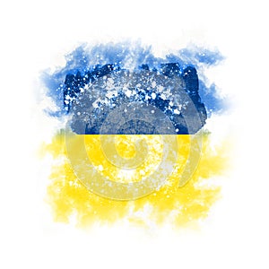 Square grunge flag of ukraine