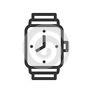 Square handwatch with clock hand line style isolated vector icon