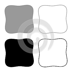Square have rounded corners rectangle shape set icon grey black color vector illustration image solid fill outline contour line