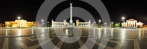 Square of Heroes - Panoramic view at night, Budapest