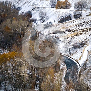 Square Hill and Utah State Capital Building in winter