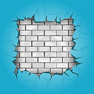 Square hole in blue wall