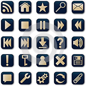 Square icons button set