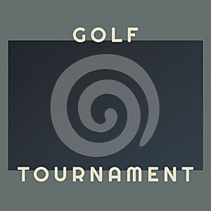 Square image of golf tournament over black and grey background with copy space