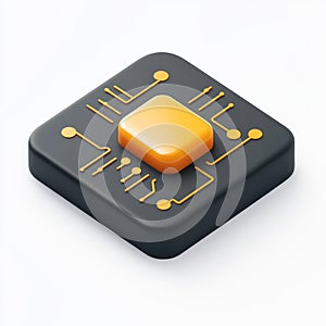 Modern Microchip Design: Isometric 3D Render of a Circuit Board