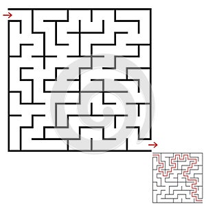 A square labyrinth. An interesting and useful game for children and adults. A simple flat vector illustration on a white