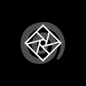 Square lens photography logo symbol icon