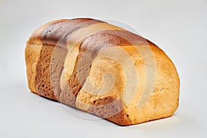 Square long loaf on white background.