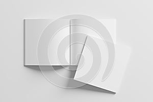 Square Magazine Brochure 3D Rendering White Blank Mockup