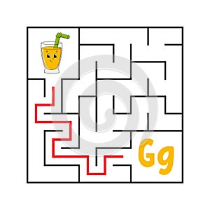 Square maze. Game for kids. Funny quadrate labyrinth. Education worksheet. Activity page. Puzzle for children. Cute cartoon style photo