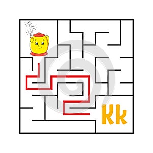 Square maze. Game for kids. Funny quadrate labyrinth. Education worksheet. Activity page. Puzzle for children. Cute cartoon style photo