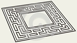 Square Maze Pattern, Geometric Puzzle Design, vector design Generative AI