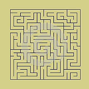 Square maze, puzzle on beige background