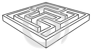 Square Maze Puzzle 3D, Isometric Problem Solving Game Vector, vector design Generative AI
