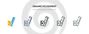 Square measument icon in different style vector illustration. two colored and black square measument vector icons designed in