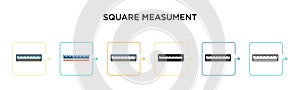 Square measument vector icon in 6 different modern styles. Black, two colored square measument icons designed in filled, outline,