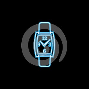 Square Men Wrist Watch line icon in neon style. One of Clock collection icon can be used for UI, UX