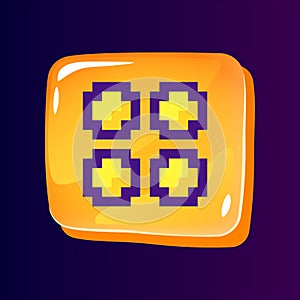 Square menu glossy ui button with pixelated color icon