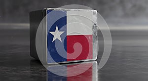 Texas Flag Cube on Reflective Surface