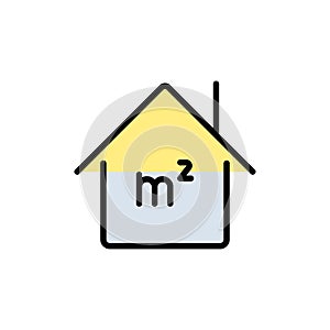 Square Meter icon. M2 simple sign. Flat area in square meters. Measuring house area icon. Place dimension pictogram photo