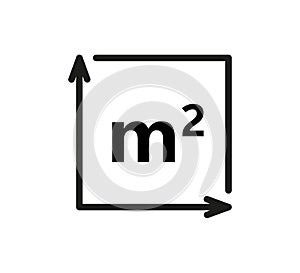 Square Meter icon. M2 sign. Flat area in square metres . Measuring land area icon. Place dimension pictogram. Vector