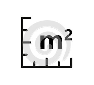 Square Meter icon. M2 sign. Flat area in square metres . Measuring land area icon. Place dimension pictogram. Vector