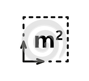 Square Meter icon. M2 sign. Flat area in square metres . Measuring land area icon. Place dimension pictogram. Vector