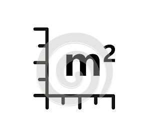 Square Meter icon. M2 sign. Flat area in square metres . Measuring land area icon. Place dimension pictogram. Vector