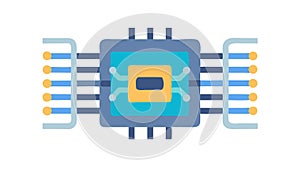 Square Microchip Circuit Board, Digital Processor, Tech Core, vector design Generative AI