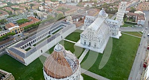 Square of Miracles in Pisa. Aerial view on a summer morning