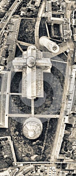 Square of Miracles, Pisa. Downward aerial view on a summer morni