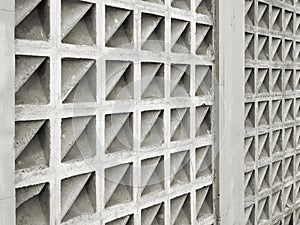 square mixed with triangle pattern of concrete ventilating wall