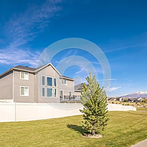 Square Modern housing estate with pedestrian walkway during day