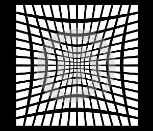 Square mosaic, grid, mesh with distort, deform effect. Abstract geometrical vector