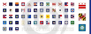 Square national flags collection of US States