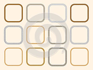 Square nautical ropes vector frames set