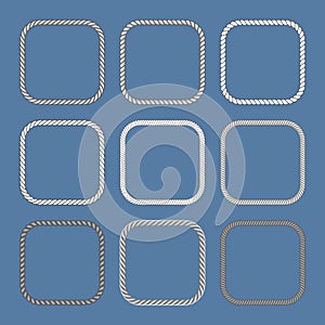 Square nautical ropes vector frames set