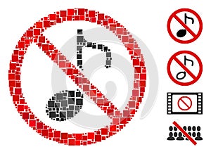 Square No Music Note Icon Vector Collage