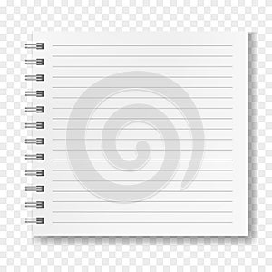 Square notebook, realistic lined mockup