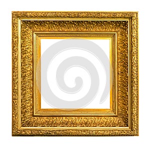 Square old extra wide golden picture frame cutout