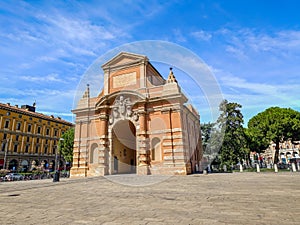 Square with old gate the Porta Galliera, Bologna ITALY