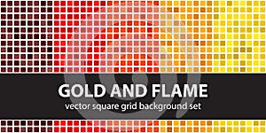 Square pattern set Gold and Flame. Vector seamless tile backgrounds